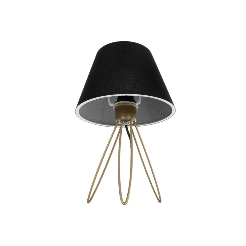 GloboStar® TRIP 204-0085 Μοντέρνο Eπιτραπέζιο Φωτιστικό Μονόφωτο 1 x E27 IP20 Χρυσό Μέταλλο με Μαύρο Ύφασμα - Μ22 x Π22 x Υ33cm