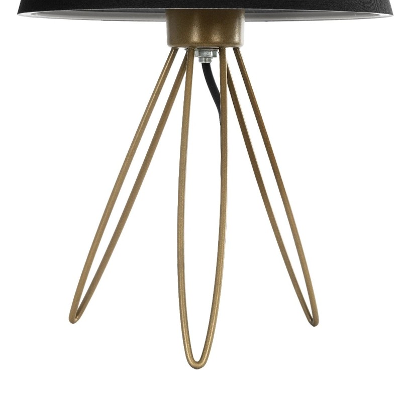 GloboStar® TRIP 204-0085 Μοντέρνο Eπιτραπέζιο Φωτιστικό Μονόφωτο 1 x E27 IP20 Χρυσό Μέταλλο με Μαύρο Ύφασμα - Μ22 x Π22 x Υ33cm