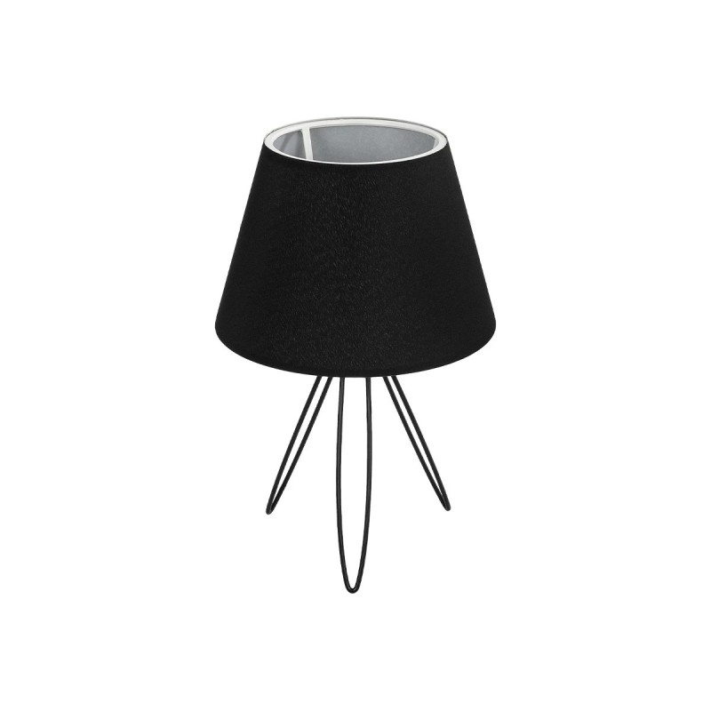 GloboStar® TRIP 204-0086 Μοντέρνο Eπιτραπέζιο Φωτιστικό Μονόφωτο 1 x E27 IP20 Μαύρο Μέταλλο με Μαύρο Ύφασμα - Μ22 x Π22 x Υ33cm