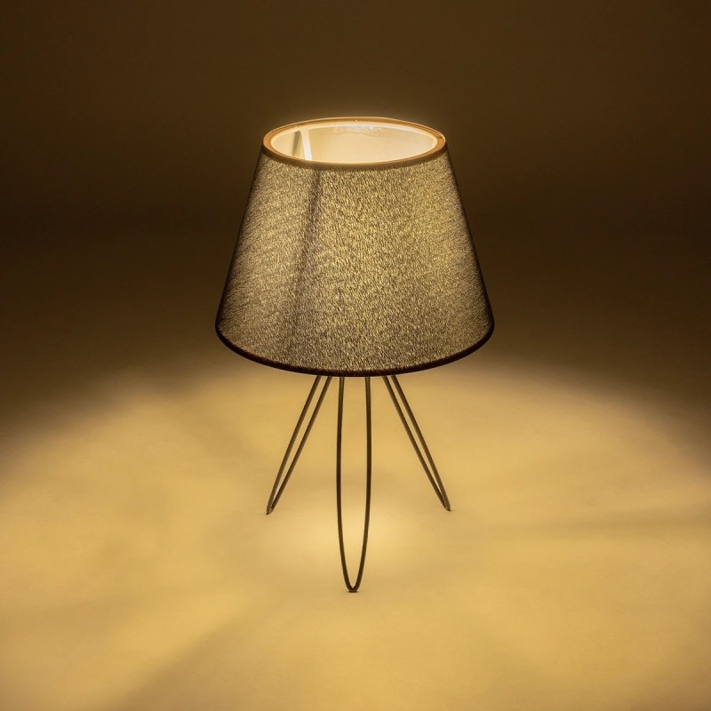 GloboStar® TRIP 204-0086 Μοντέρνο Eπιτραπέζιο Φωτιστικό Μονόφωτο 1 x E27 IP20 Μαύρο Μέταλλο με Μαύρο Ύφασμα - Μ22 x Π22 x Υ33cm