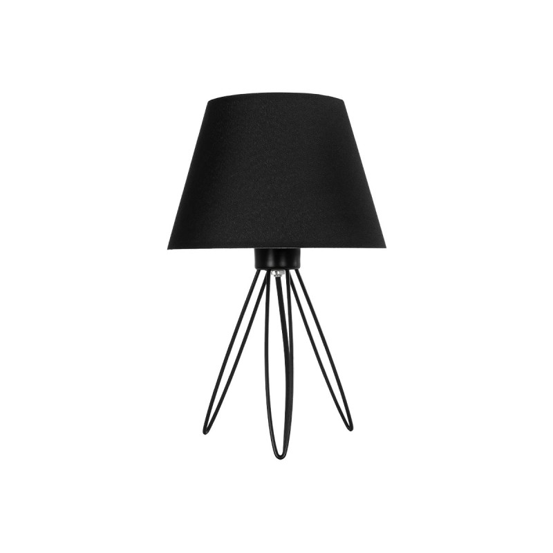 GloboStar® TRIP 204-0086 Μοντέρνο Eπιτραπέζιο Φωτιστικό Μονόφωτο 1 x E27 IP20 Μαύρο Μέταλλο με Μαύρο Ύφασμα - Μ22 x Π22 x Υ33cm