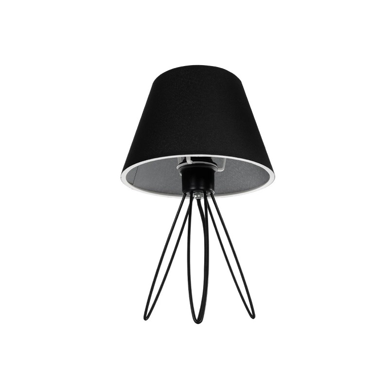 GloboStar® TRIP 204-0086 Μοντέρνο Eπιτραπέζιο Φωτιστικό Μονόφωτο 1 x E27 IP20 Μαύρο Μέταλλο με Μαύρο Ύφασμα - Μ22 x Π22 x Υ33cm