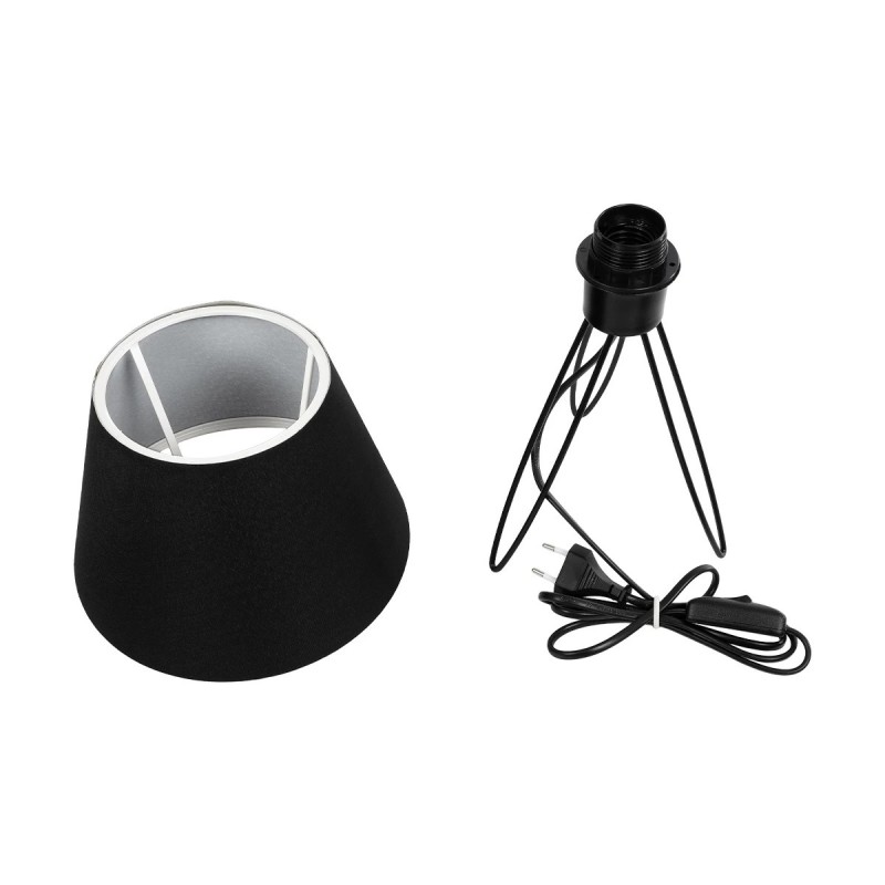 GloboStar® TRIP 204-0086 Μοντέρνο Eπιτραπέζιο Φωτιστικό Μονόφωτο 1 x E27 IP20 Μαύρο Μέταλλο με Μαύρο Ύφασμα - Μ22 x Π22 x Υ33cm