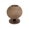 GloboStar® BOWL 204-0087 Μοντέρνο Eπιτραπέζιο Φωτιστικό Μονόφωτο 1 x E27 IP20 Καφέ Ξύλο με Μπεζ Σνοινί - Μ19 x Π19 x Υ22cm
