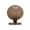 GloboStar® BOWL 204-0087 Μοντέρνο Eπιτραπέζιο Φωτιστικό Μονόφωτο 1 x E27 IP20 Καφέ Ξύλο με Μπεζ Σνοινί - Μ19 x Π19 x Υ22cm