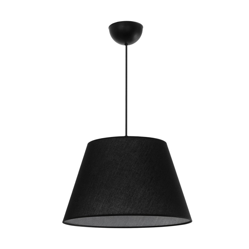 GloboStar® TRIANGLE 204-0088 Μοντέρνο Κρεμαστό Φωτιστικό Kαπέλο Μονόφωτο 1 x E27 IP20 Μαύρο Ύφασμα - Μ37 x Π37 x Υ70cm