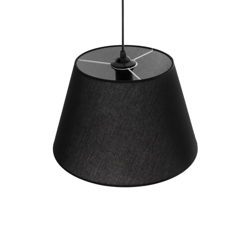 GloboStar® TRIANGLE 204-0088 Μοντέρνο Κρεμαστό Φωτιστικό Kαπέλο Μονόφωτο 1 x E27 IP20 Μαύρο Ύφασμα - Μ37 x Π37 x Υ70cm