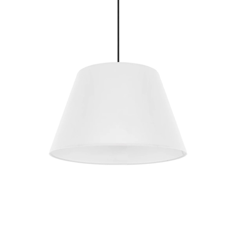 GloboStar® TRIANGLE 204-0089 Μοντέρνο Κρεμαστό Φωτιστικό Kαπέλο Μονόφωτο 1 x E27 IP20 Λευκό Ύφασμα - Μ37 x Π37 x Υ70cm