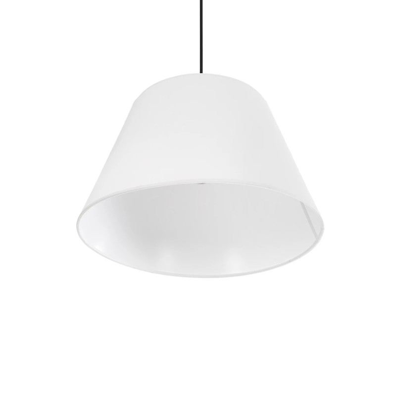 GloboStar® TRIANGLE 204-0089 Μοντέρνο Κρεμαστό Φωτιστικό Kαπέλο Μονόφωτο 1 x E27 IP20 Λευκό Ύφασμα - Μ37 x Π37 x Υ70cm