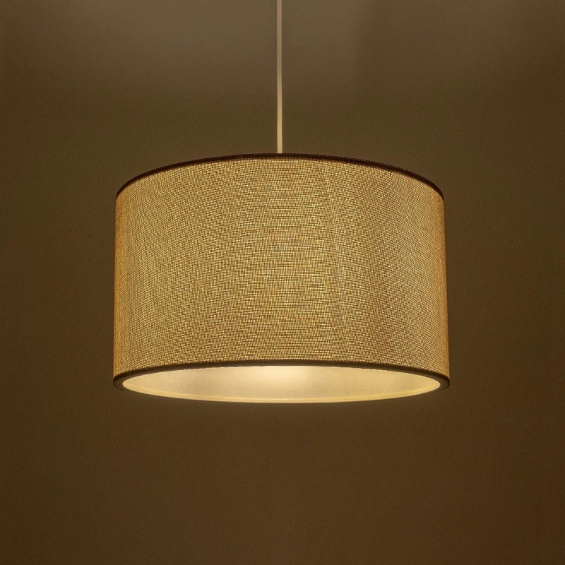GloboStar® LOFTY 204-0090 Μοντέρνο Κρεμαστό Φωτιστικό Kαπέλο Μονόφωτο 1 x E27 IP20 Μπεζ Ύφασμα -Μ38 x Π38 x Υ70cm