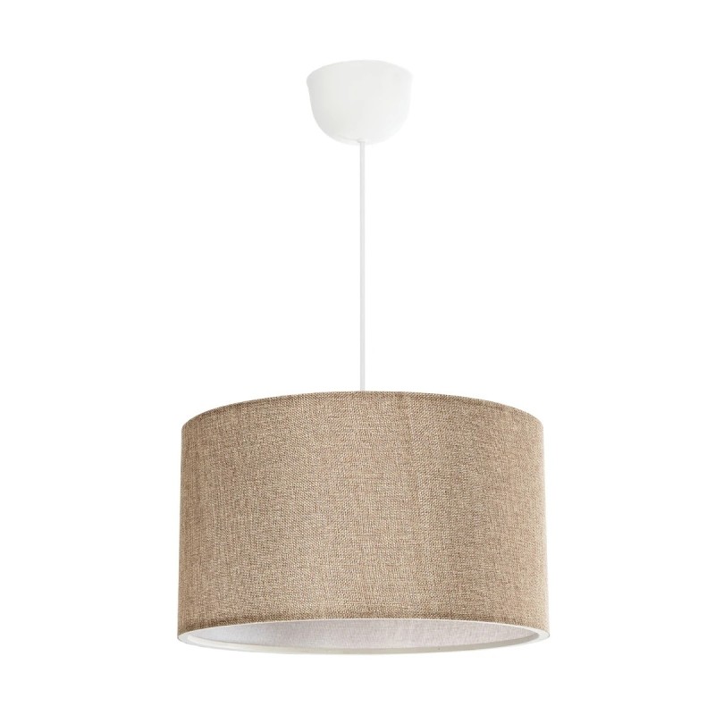 GloboStar® LOFTY 204-0090 Μοντέρνο Κρεμαστό Φωτιστικό Kαπέλο Μονόφωτο 1 x E27 IP20 Μπεζ Ύφασμα -Μ38 x Π38 x Υ70cm
