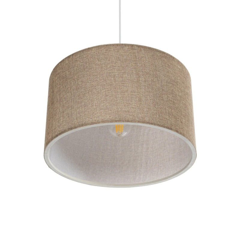 GloboStar® LOFTY 204-0090 Μοντέρνο Κρεμαστό Φωτιστικό Kαπέλο Μονόφωτο 1 x E27 IP20 Μπεζ Ύφασμα -Μ38 x Π38 x Υ70cm