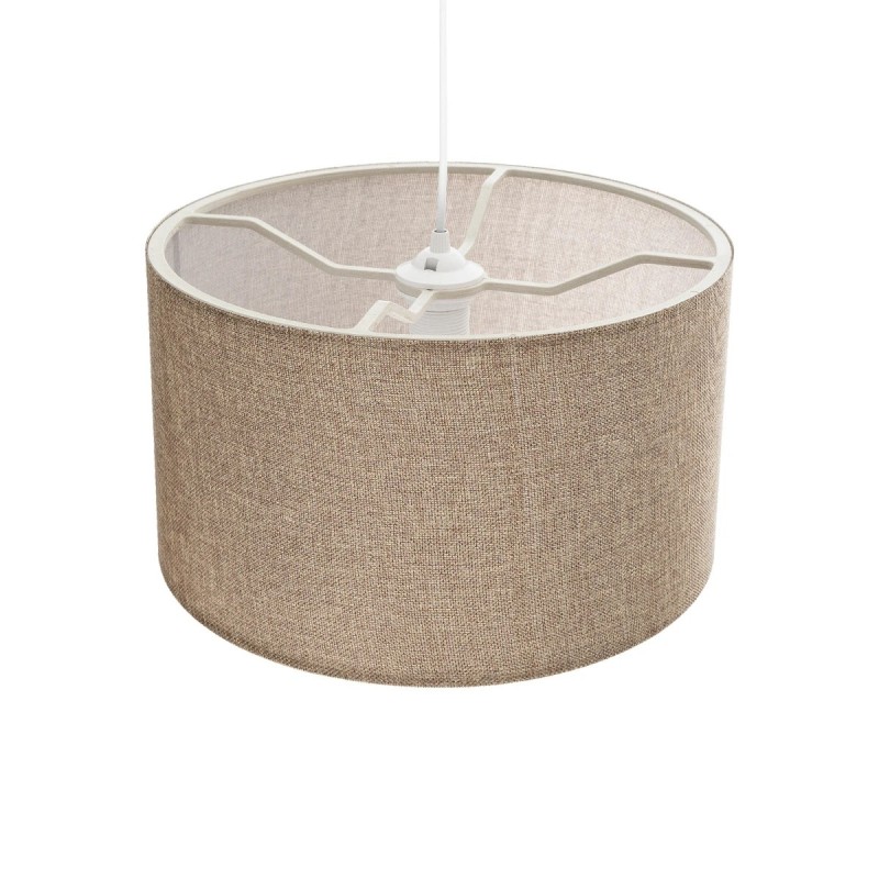 GloboStar® LOFTY 204-0090 Μοντέρνο Κρεμαστό Φωτιστικό Kαπέλο Μονόφωτο 1 x E27 IP20 Μπεζ Ύφασμα -Μ38 x Π38 x Υ70cm