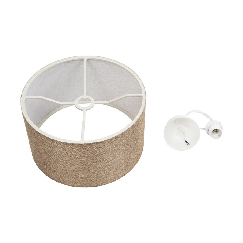 GloboStar® LOFTY 204-0090 Μοντέρνο Κρεμαστό Φωτιστικό Kαπέλο Μονόφωτο 1 x E27 IP20 Μπεζ Ύφασμα -Μ38 x Π38 x Υ70cm
