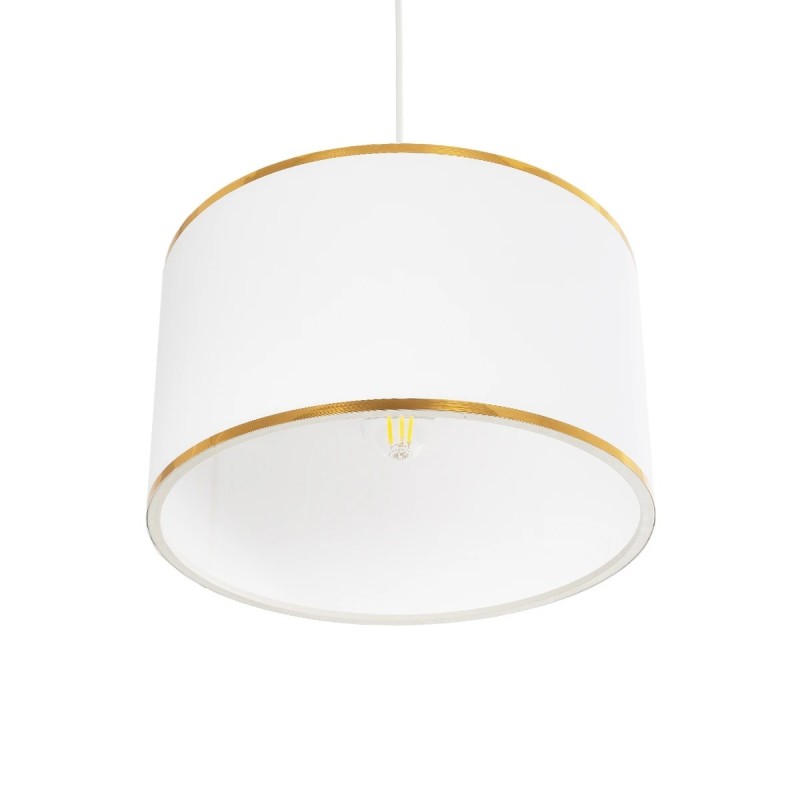 GloboStar® LOFTY 204-0091 Μοντέρνο Κρεμαστό Φωτιστικό Kαπέλο Μονόφωτο 1 x E27 IP20 Λευκό Ύφασμα - Μ38 x Π38 x Υ70cm