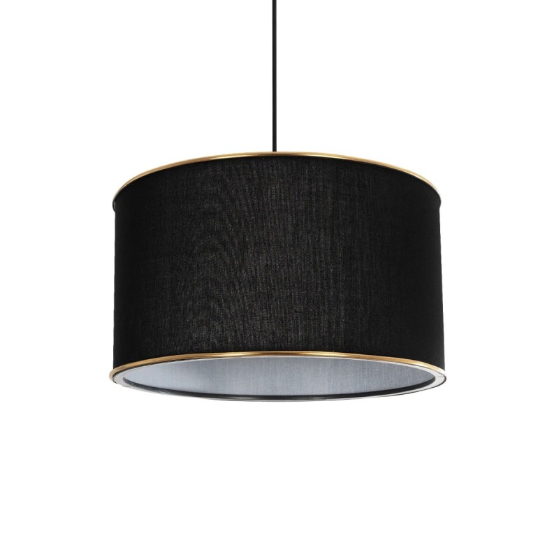 GloboStar® LOFTY 204-0092 Μοντέρνο Κρεμαστό Φωτιστικό Kαπέλο Μονόφωτο 1 x E27 IP20 Μαύρο Ύφασμα - Μ38 x Π38 x Υ70cm