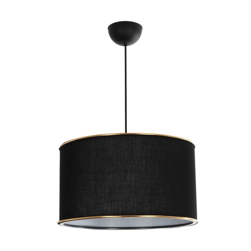 GloboStar® LOFTY 204-0092 Μοντέρνο Κρεμαστό Φωτιστικό Kαπέλο Μονόφωτο 1 x E27 IP20 Μαύρο Ύφασμα - Μ38 x Π38 x Υ70cm