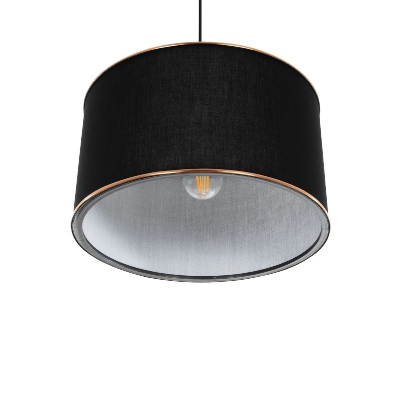 GloboStar® LOFTY 204-0092 Μοντέρνο Κρεμαστό Φωτιστικό Kαπέλο Μονόφωτο 1 x E27 IP20 Μαύρο Ύφασμα - Μ38 x Π38 x Υ70cm