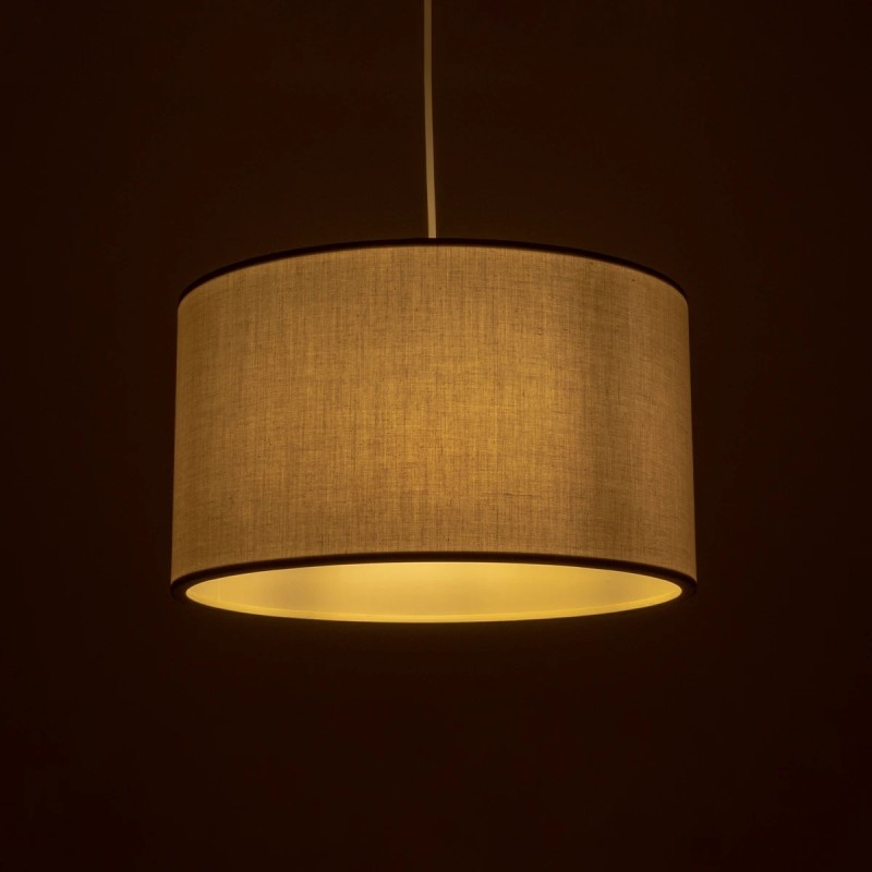 GloboStar® LOFTY 204-0093 Μοντέρνο Κρεμαστό Φωτιστικό Kαπέλο Μονόφωτο 1 x E27 IP20 Γκρι Ύφασμα - Μ38 x Π38 x Υ70cm