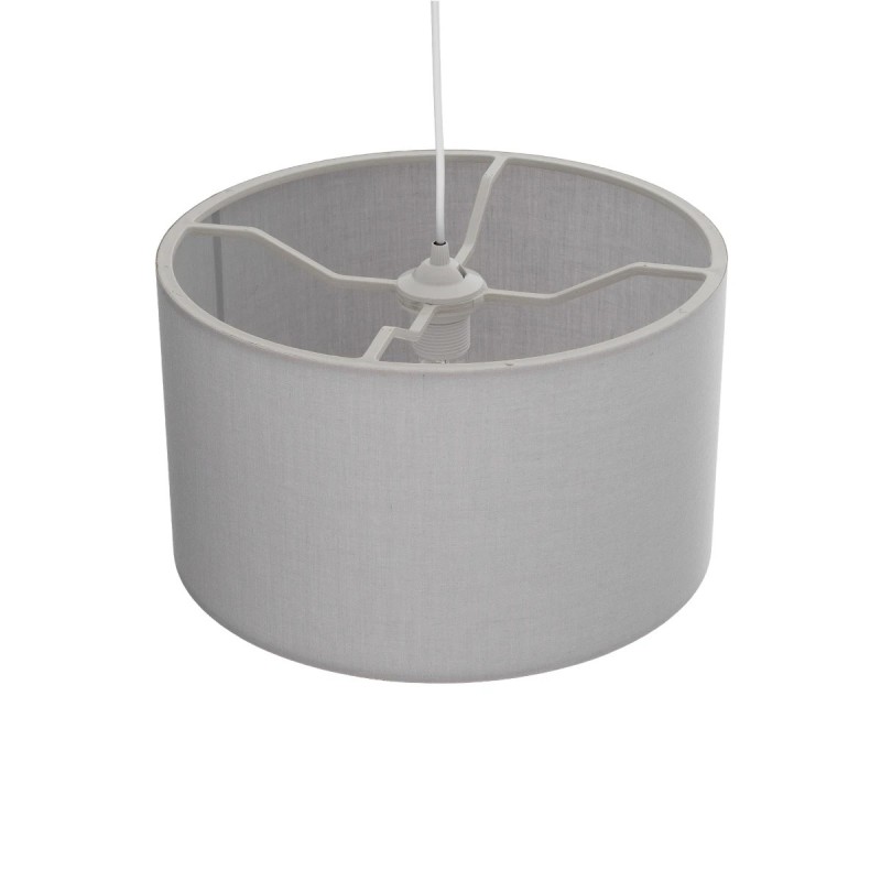 GloboStar® LOFTY 204-0093 Μοντέρνο Κρεμαστό Φωτιστικό Kαπέλο Μονόφωτο 1 x E27 IP20 Γκρι Ύφασμα - Μ38 x Π38 x Υ70cm