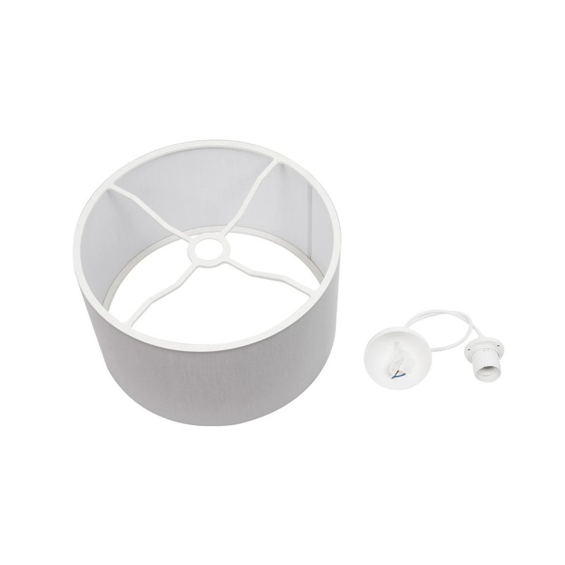 GloboStar® LOFTY 204-0093 Μοντέρνο Κρεμαστό Φωτιστικό Kαπέλο Μονόφωτο 1 x E27 IP20 Γκρι Ύφασμα - Μ38 x Π38 x Υ70cm