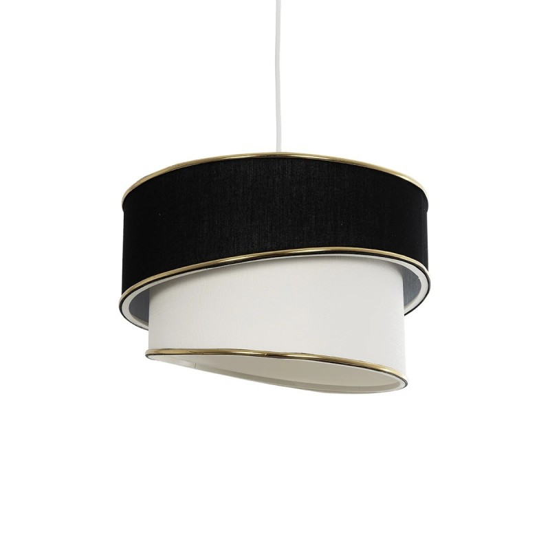 GloboStar® CYCLOP 204-0103 Μοντέρνο Κρεμαστό Φωτιστικό Kαπέλο Μονόφωτο 1 x E27 IP20 Μαύρο & Λευκό Ύφασμα - Μ30 x Π30 x Υ70cm