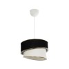 GloboStar® CYCLOP 204-0103 Μοντέρνο Κρεμαστό Φωτιστικό Kαπέλο Μονόφωτο 1 x E27 IP20 Μαύρο & Λευκό Ύφασμα - Μ30 x Π30 x Υ70cm