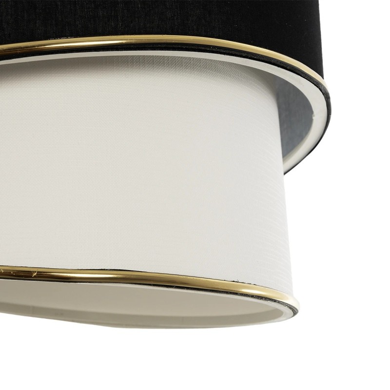 GloboStar® CYCLOP 204-0103 Μοντέρνο Κρεμαστό Φωτιστικό Kαπέλο Μονόφωτο 1 x E27 IP20 Μαύρο & Λευκό Ύφασμα - Μ30 x Π30 x Υ70cm