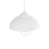 GloboStar® INDUSTRY 204-0111 Μοντέρνο Κρεμαστό Φωτιστικό Καμπάνα Μονόφωτο 1 x E27 IP20 Λευκό Μέταλλο - Μ30 x Π30 x Υ70cm
