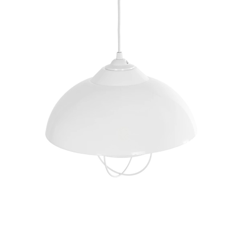 GloboStar® INDUSTRY 204-0111 Μοντέρνο Κρεμαστό Φωτιστικό Καμπάνα Μονόφωτο 1 x E27 IP20 Λευκό Μέταλλο - Μ30 x Π30 x Υ70cm