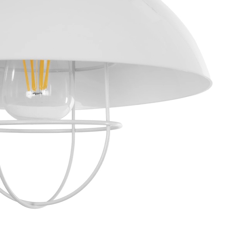 GloboStar® INDUSTRY 204-0111 Μοντέρνο Κρεμαστό Φωτιστικό Καμπάνα Μονόφωτο 1 x E27 IP20 Λευκό Μέταλλο - Μ30 x Π30 x Υ70cm