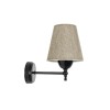 GloboStar® PAM 204-0112 Μοντέρνο Επιτοίχειο Φωτιστικό Aπλίκα Μονόφωτο 1 x E27 IP20 Μαύρο Μέταλλο με Μπεζ Ύφασμα - Μ23 x Π23 x Υ17cm