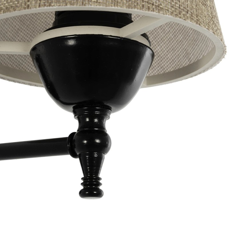 GloboStar® PAM 204-0112 Μοντέρνο Επιτοίχειο Φωτιστικό Aπλίκα Μονόφωτο 1 x E27 IP20 Μαύρο Μέταλλο με Μπεζ Ύφασμα - Μ23 x Π23 x Υ17cm
