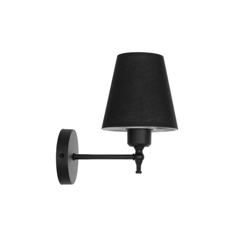 GloboStar® PAM 204-0113 Μοντέρνο Επιτοίχειο Φωτιστικό Aπλίκα Μονόφωτο 1 x E27 IP20 Μαύρο Μέταλλο με Μαύρο Ύφασμα - Μ23 x Π23 x Υ17cm