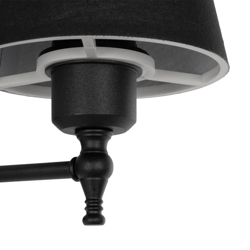 GloboStar® PAM 204-0113 Μοντέρνο Επιτοίχειο Φωτιστικό Aπλίκα Μονόφωτο 1 x E27 IP20 Μαύρο Μέταλλο με Μαύρο Ύφασμα - Μ23 x Π23 x Υ17cm