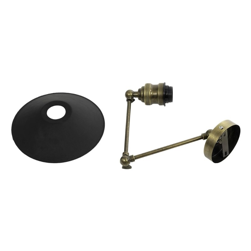 GloboStar® HAWK 204-0114 Μοντέρνο Επιτοίχειο Φωτιστικό Απλίκα Μονόφωτο 1 x E27 IP20 Χρυσό Μέταλλο με Μαύρο Πλαστικό - Μ21,5 x Π21,5 x Υ52cm