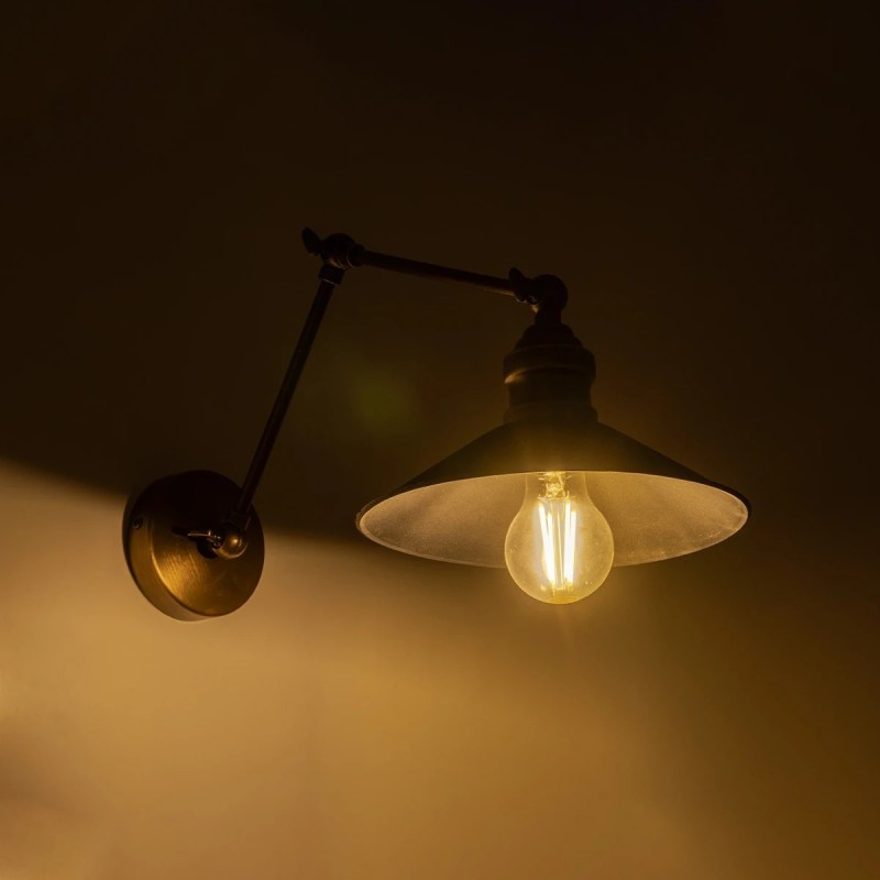 GloboStar® HAWK 204-0114 Μοντέρνο Επιτοίχειο Φωτιστικό Απλίκα Μονόφωτο 1 x E27 IP20 Χρυσό Μέταλλο με Μαύρο Πλαστικό - Μ21,5 x Π21,5 x Υ52cm