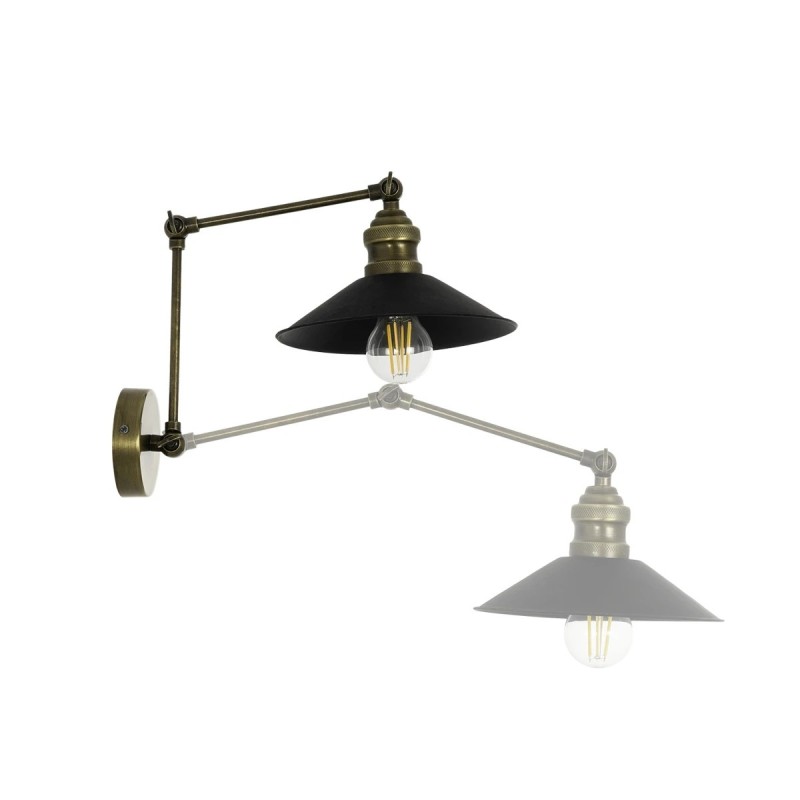 GloboStar® HAWK 204-0114 Μοντέρνο Επιτοίχειο Φωτιστικό Απλίκα Μονόφωτο 1 x E27 IP20 Χρυσό Μέταλλο με Μαύρο Πλαστικό - Μ21,5 x Π21,5 x Υ52cm