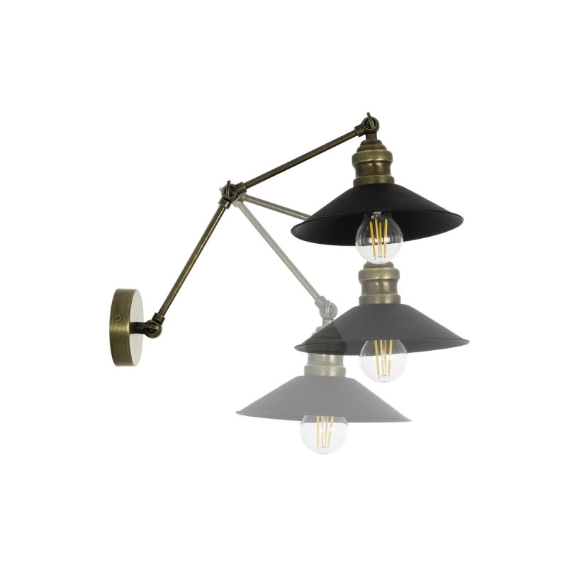 GloboStar® HAWK 204-0114 Μοντέρνο Επιτοίχειο Φωτιστικό Απλίκα Μονόφωτο 1 x E27 IP20 Χρυσό Μέταλλο με Μαύρο Πλαστικό - Μ21,5 x Π21,5 x Υ52cm