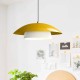 GloboStar® AURA 204-0118 Μοντέρνο Κρεμαστό Φωτιστικό Καμπάνα Μονόφωτο 1 x E27 IP20 Κίτρινο & Λευκό Μέταλλο - Μ31 x Π31 x Υ27cm