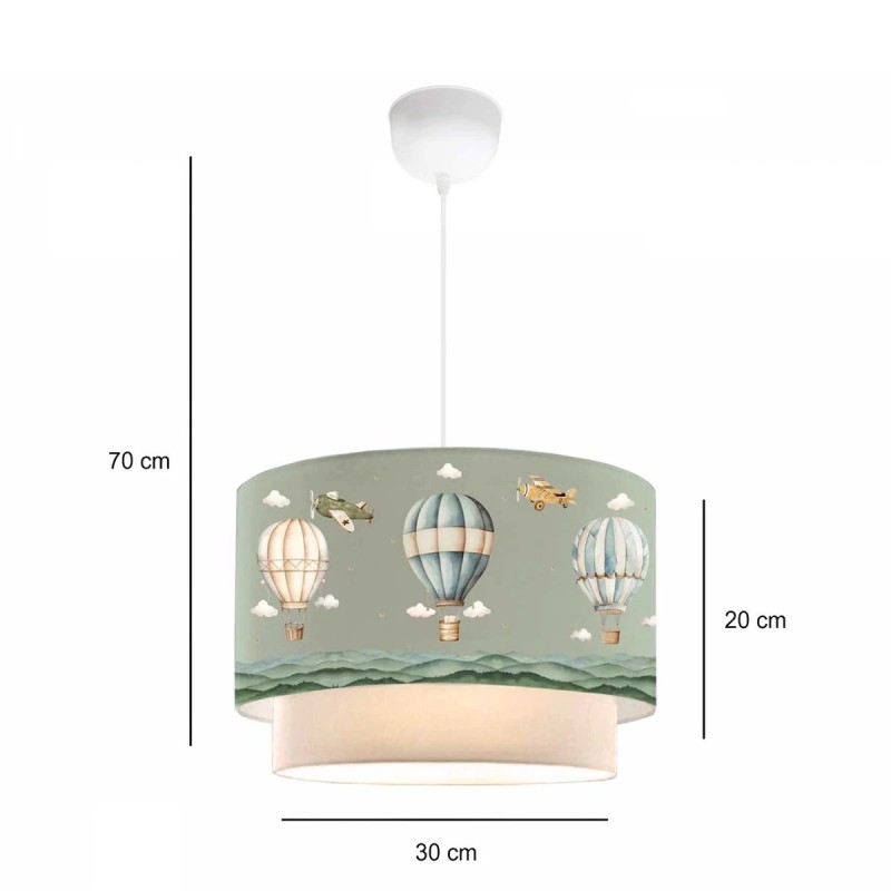 GloboStar® BALLON 204-0120 Παιδικό Κρεμαστό Φωτιστικό Φιγούρα Μονόφωτο 1 x E27 IP20 Πολύχρωμο Ύφασμα - Μ30 x Π30 x Υ70cm