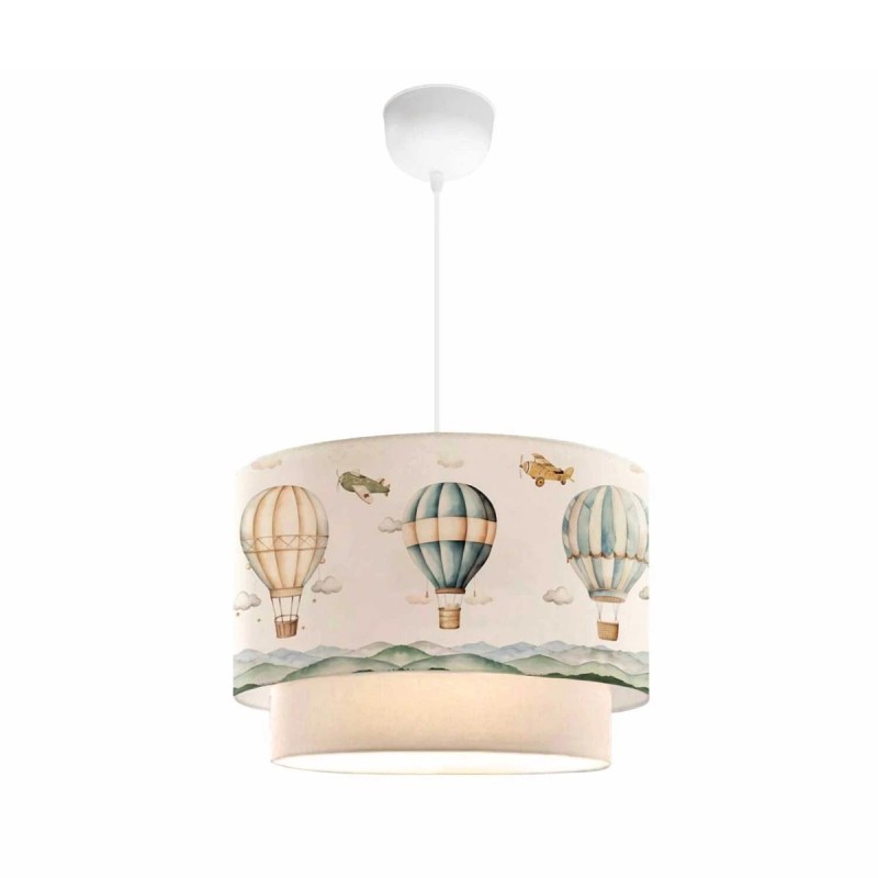 GloboStar® BALLON 204-0121 Παιδικό Κρεμαστό Φωτιστικό Φιγούρα Μονόφωτο 1 x E27 IP20 Πολύχρωμο Ύφασμα - Μ30 x Π30 x Υ70cm