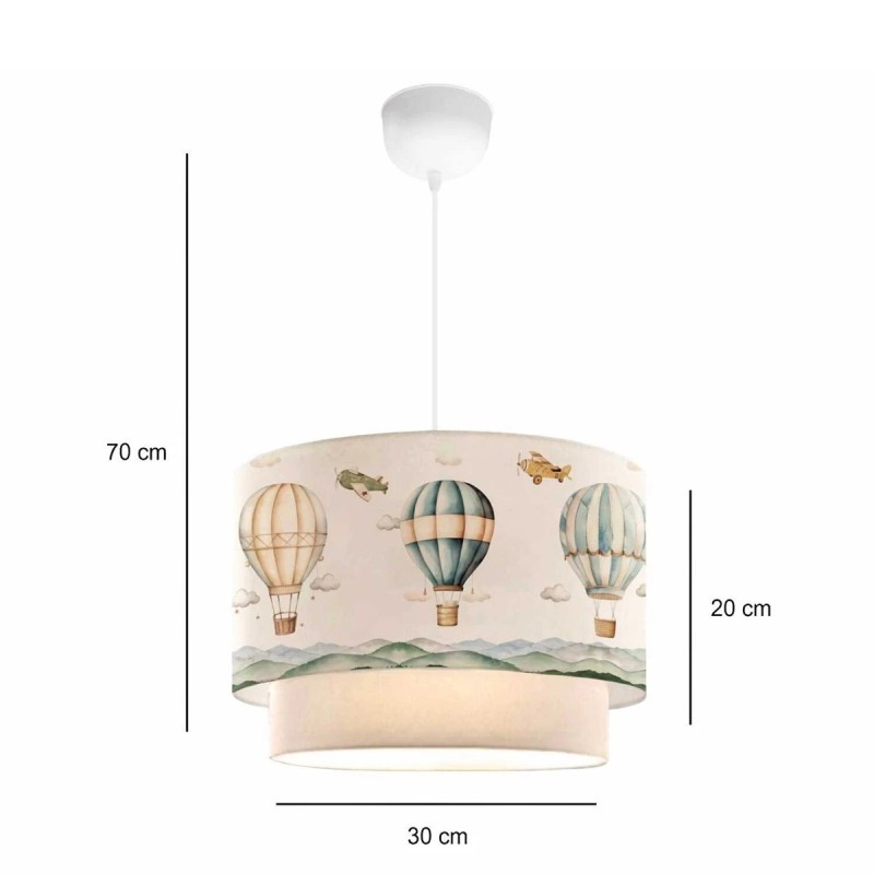 GloboStar® BALLON 204-0121 Παιδικό Κρεμαστό Φωτιστικό Φιγούρα Μονόφωτο 1 x E27 IP20 Πολύχρωμο Ύφασμα - Μ30 x Π30 x Υ70cm