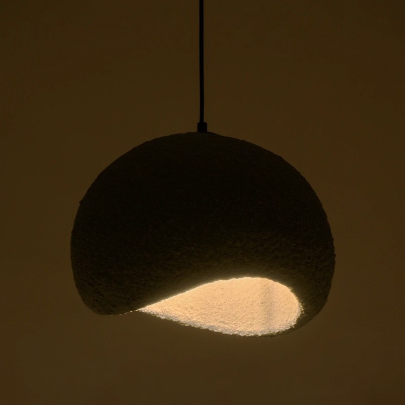 GloboStar® STONE 204-0122 Μοντέρνο Κρεμαστό Φωτιστικό Καμπάνα Μονόφωτο 1 x E27 IP20 Γκρι Σκoύρο Πολυστερίνη με Ρητίνη - Μ31.5 x Π35 x Υ26cm