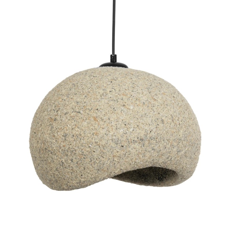 GloboStar® STONE 204-0123 Μοντέρνο Κρεμαστό Φωτιστικό Καμπάνα Μονόφωτο 1 x E27 IP20 Μπεζ Πολυστερίνη με Μπεζ Ρητίνη - Μ31.5 x Π35 x Υ26cm