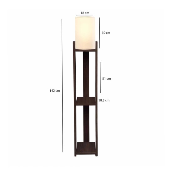 GloboStar® VENTORA 204-0126 Μοντέρνο Eπιδαπέδιο Φωτιστικό Μονόφωτο 1 x E27 IP20 Καφέ Ξύλο με Μπεζ Ύφασμα - Μ20 x Π20 x Υ142cm