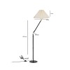 GloboStar® FLY 204-0127 Μοντέρνο Eπιδαπέδιο Φωτιστικό Μονόφωτο 1 x E27 IP20 Μαύρο & Χρυσό Μέταλλο με Μπεζ Ύφασμα - Μ38 x Π38 x Υ155cm