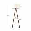 GloboStar® SHELF 204-0129 Μοντέρνο Eπιδαπέδιο Φωτιστικό Μονόφωτο 1 x E27 IP20 Καφέ Ξύλο με Μπεζ Ύφασμα - Μ38 x Π38 x Υ135cm