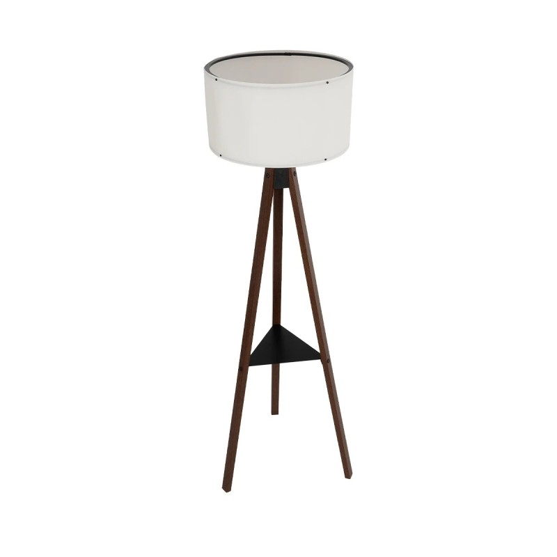 GloboStar® SHELF 204-0129 Μοντέρνο Eπιδαπέδιο Φωτιστικό Μονόφωτο 1 x E27 IP20 Καφέ Ξύλο με Μπεζ Ύφασμα - Μ38 x Π38 x Υ135cm