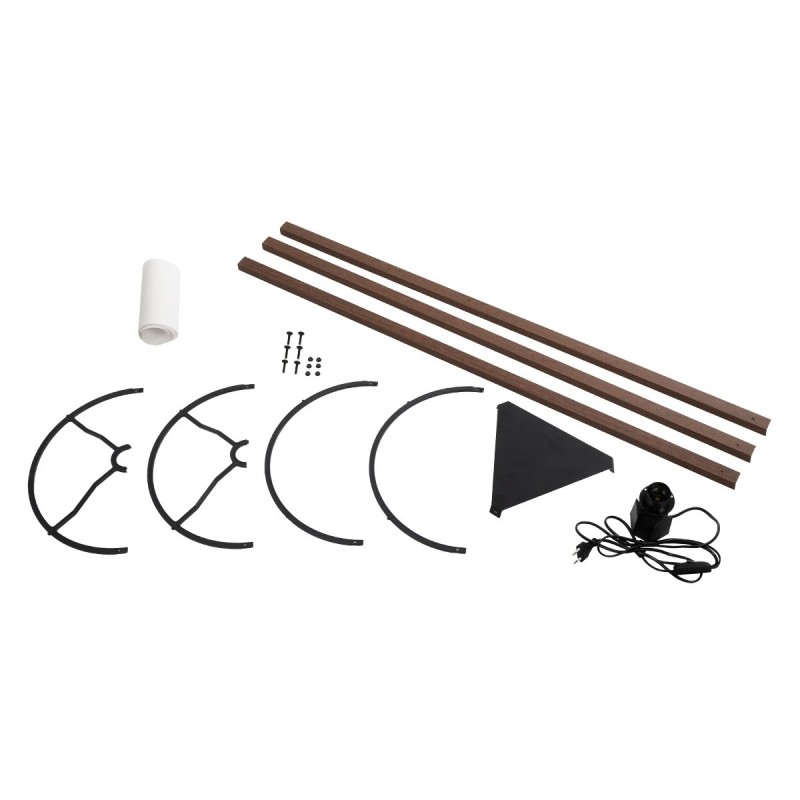 GloboStar® SHELF 204-0129 Μοντέρνο Eπιδαπέδιο Φωτιστικό Μονόφωτο 1 x E27 IP20 Καφέ Ξύλο με Μπεζ Ύφασμα - Μ38 x Π38 x Υ135cm